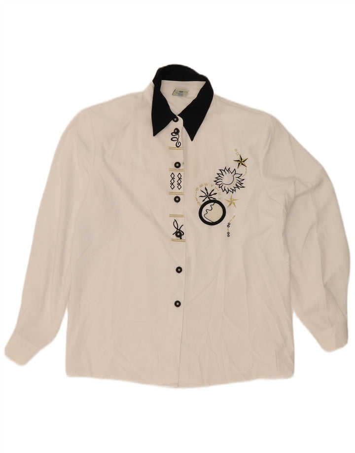 Yessica Womens Graphic Shirt EU 40 Mittelweißes geometrisches Polyester