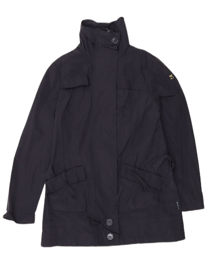 ARMANI JEANS Damen Trenchcoat US 6 Medium Marineblau Polyester