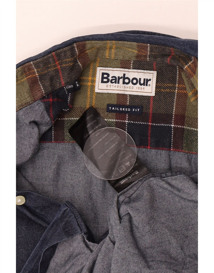 Barbour Mens Tailored Fit Denim Shirt Small Navy Blue Cotton