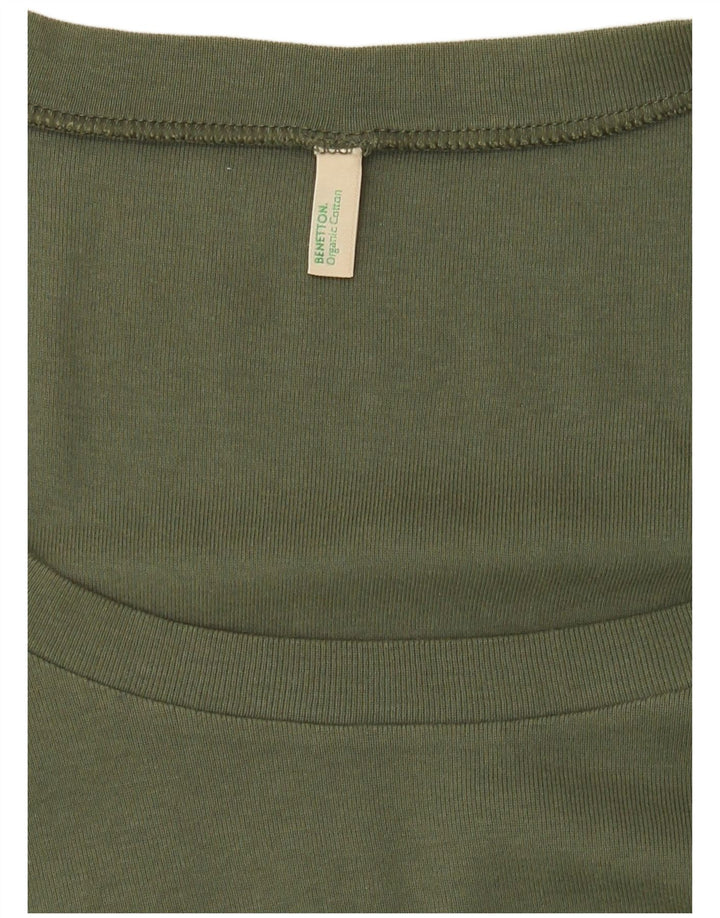 Benetton Damen T-Shirt Top UK 10 Small Khaki