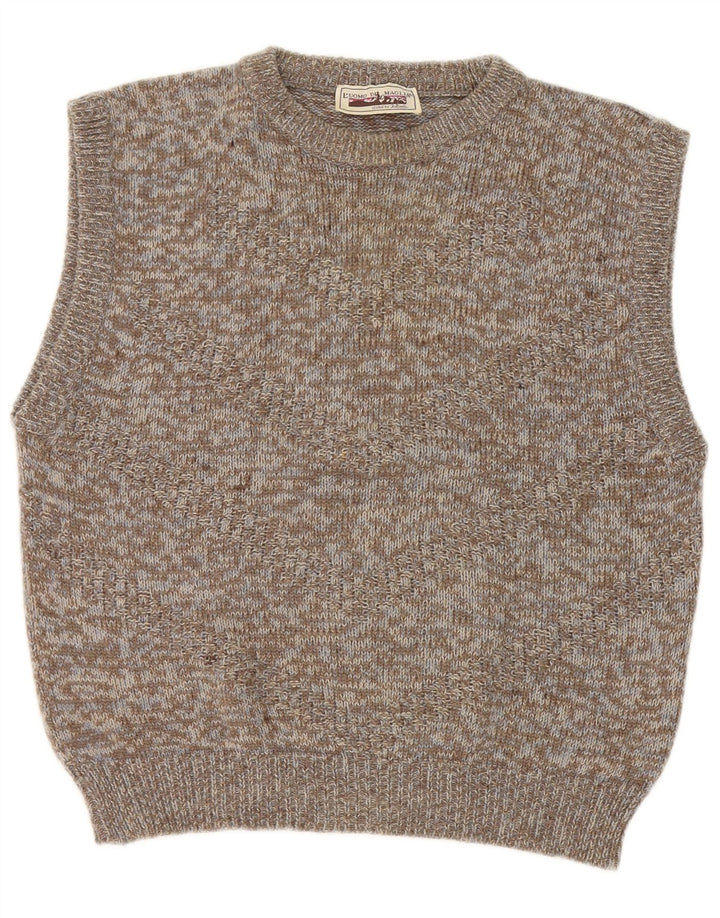 Vintage Herren Weste Tank Top XS Grau meliert Wolle
