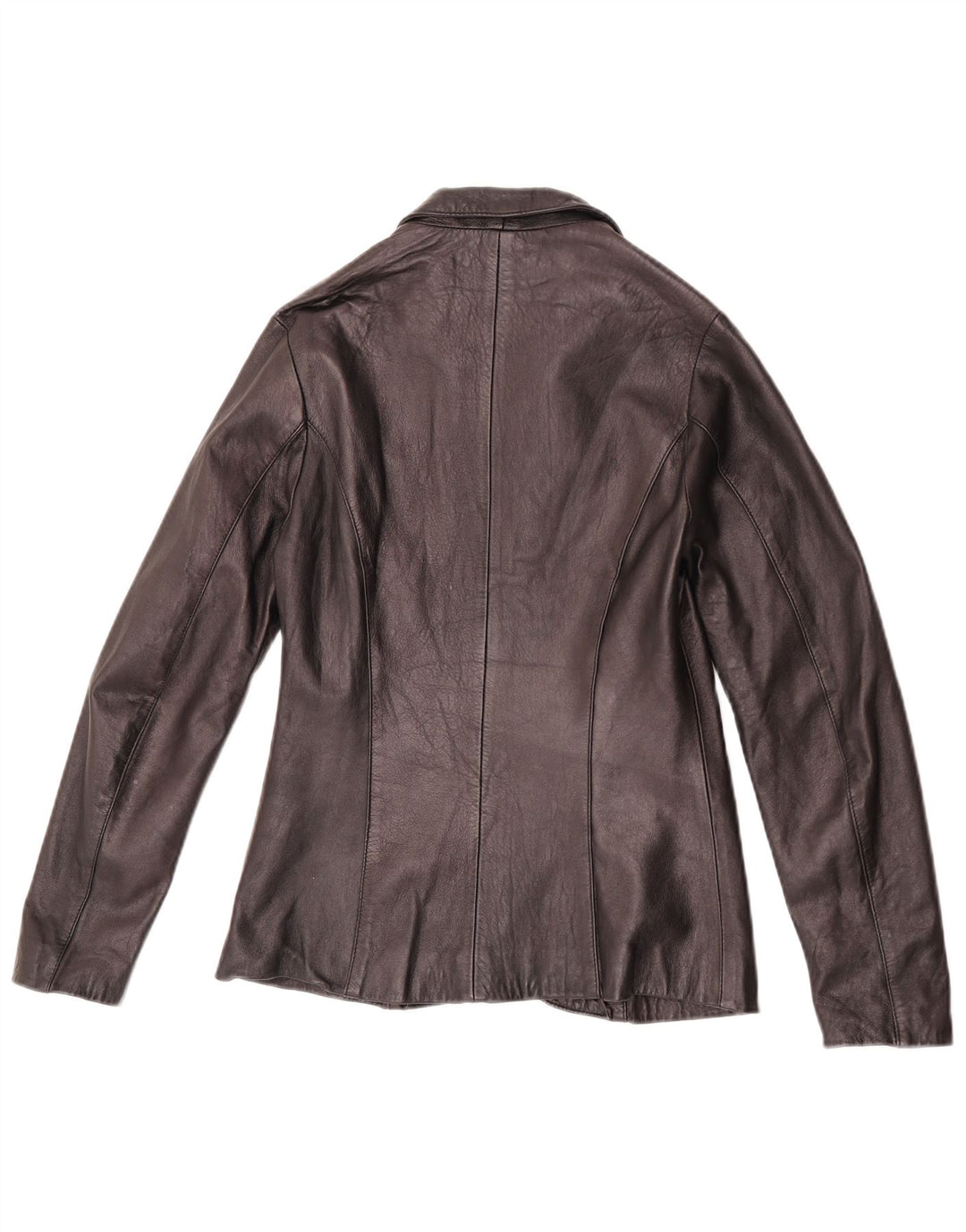 Vintage Damen 1 Knopf Leder Blazer Jacke IT 42 Medium Schwarz