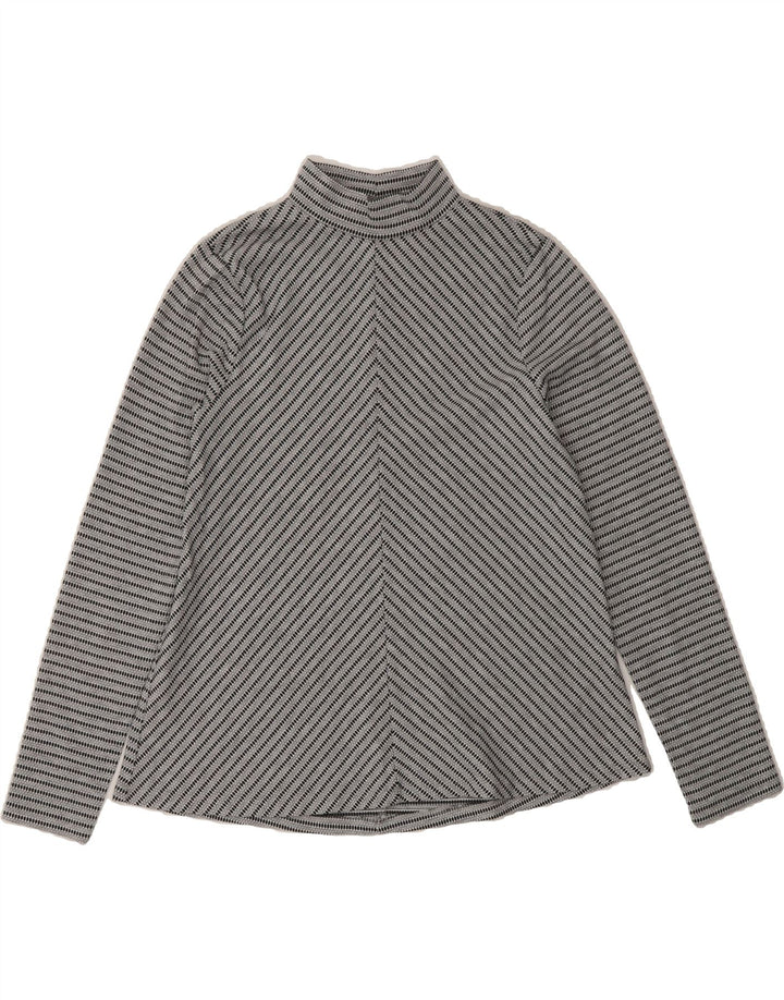 ZARA Womens Turtle Neck Jumper Sweater UK 10 Small Grey Striped Polyester Vintage Zara and Second-Hand Zara from Messina Hembry 