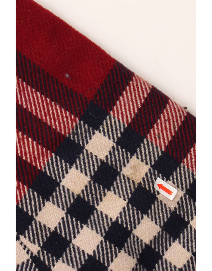 BENETTON Damen-Mantel mit Kapuze, UK 18, XL, rot karierte Wolle