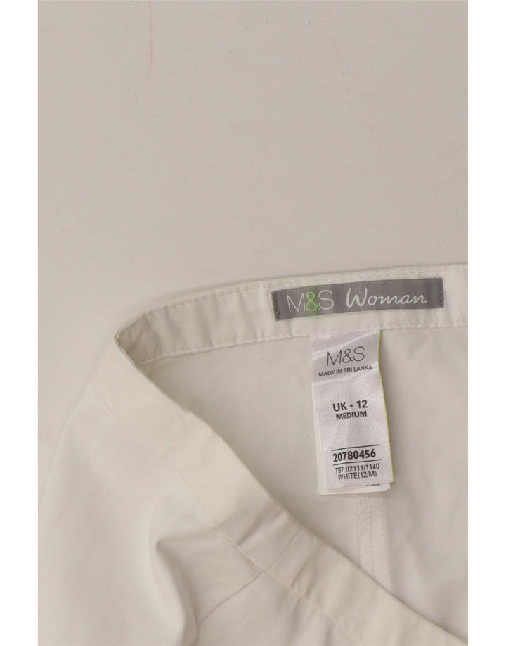 Marks & Spencer Damen Caprihose UK 12 Medium W30 L21 Weiße Baumwolle