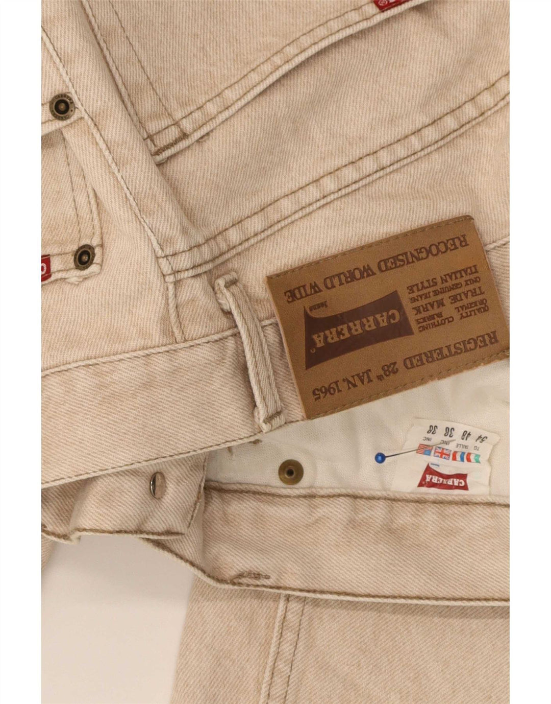 Carrera Herren Straight Jeans W38 L32 Beige Baumwolle