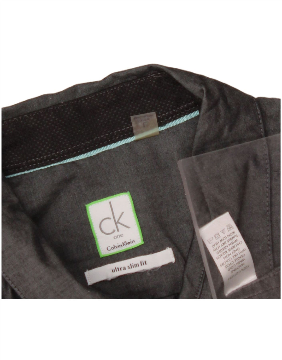 CALVIN KLEIN Herren Kurzarm Slim Fit Hemd Große graue Baumwolle