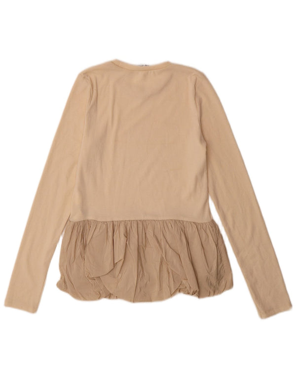 Zara Damen Top Langarm UK 12 Medium Beige Polyester
