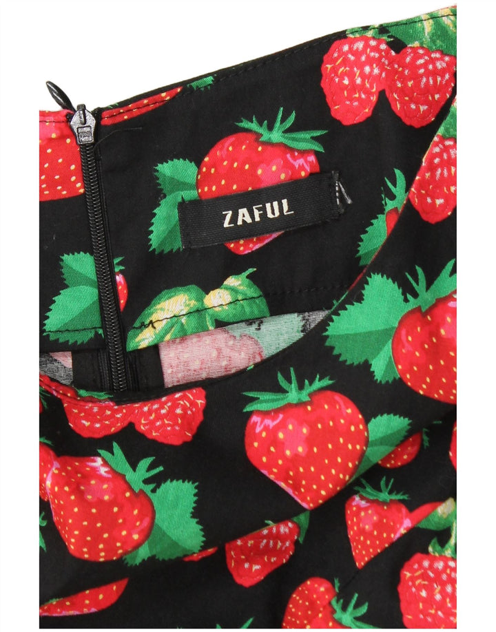 ZAFUL Grafisches ärmelloses A-Linien-Kleid für Damen, UK 14, Mittelschwarz
