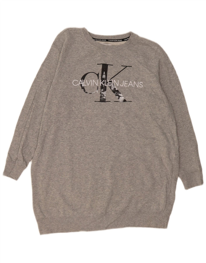 CALVIN KLEIN JEANS Womens Oversized Sweatshirt Jumper UK 18 XL Grey Vintage Calvin Klein Jeans and Second-Hand Calvin Klein Jeans from Messina Hembry 