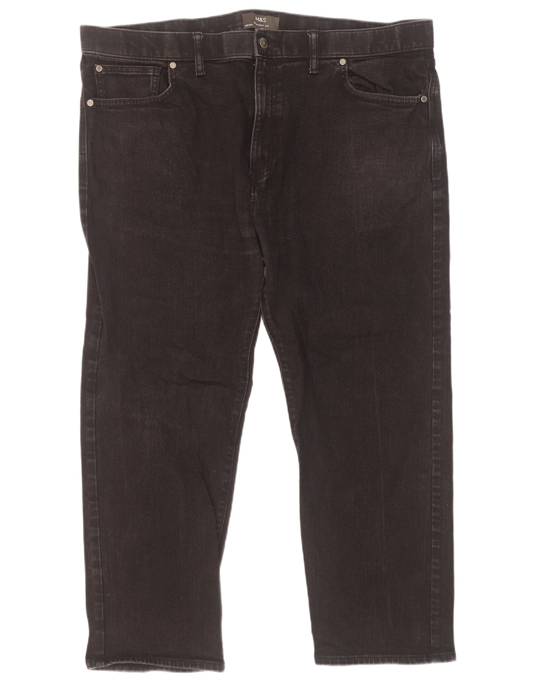 Marks & Spencer Herren Straight Jeans W42 L27 Schwarze Baumwolle