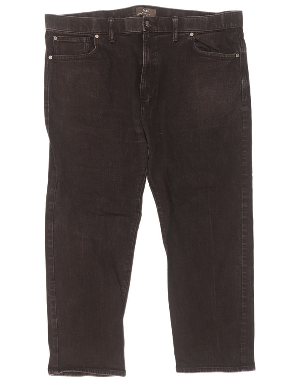 Marks & Spencer Herren Straight Jeans W42 L27 Schwarze Baumwolle