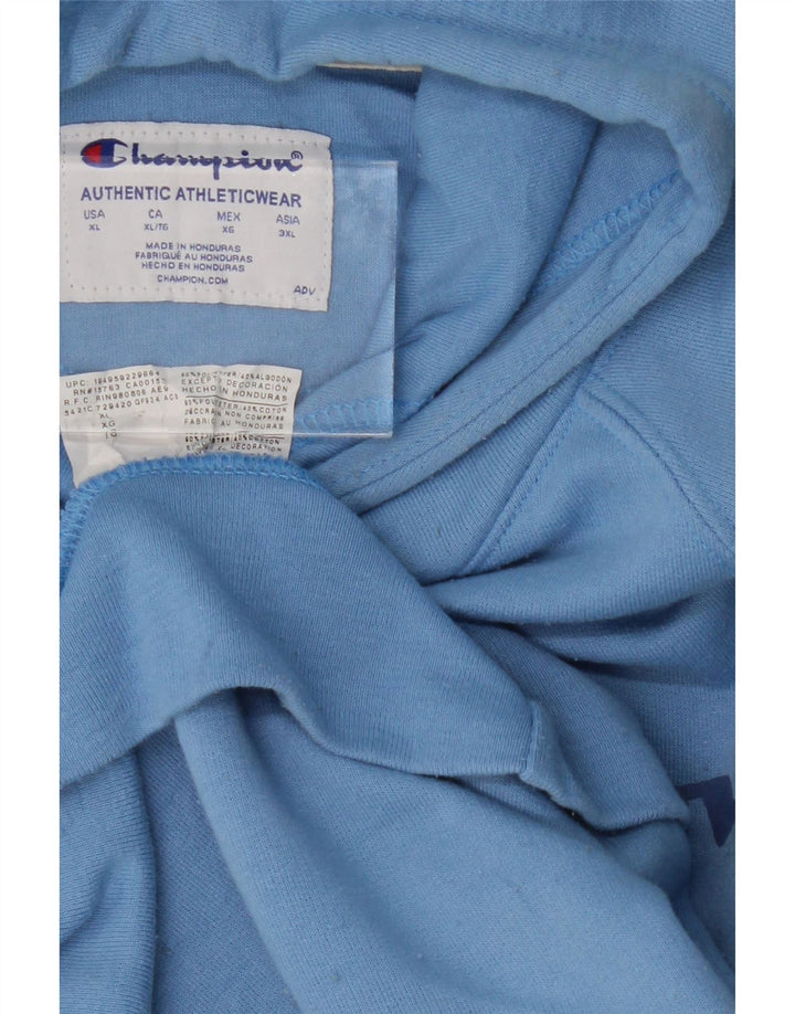 CHAMPION Mens Graphic Hoodie Jumper XL Blue Polyester Vintage Champion and Second-Hand Champion from Messina Hembry 
