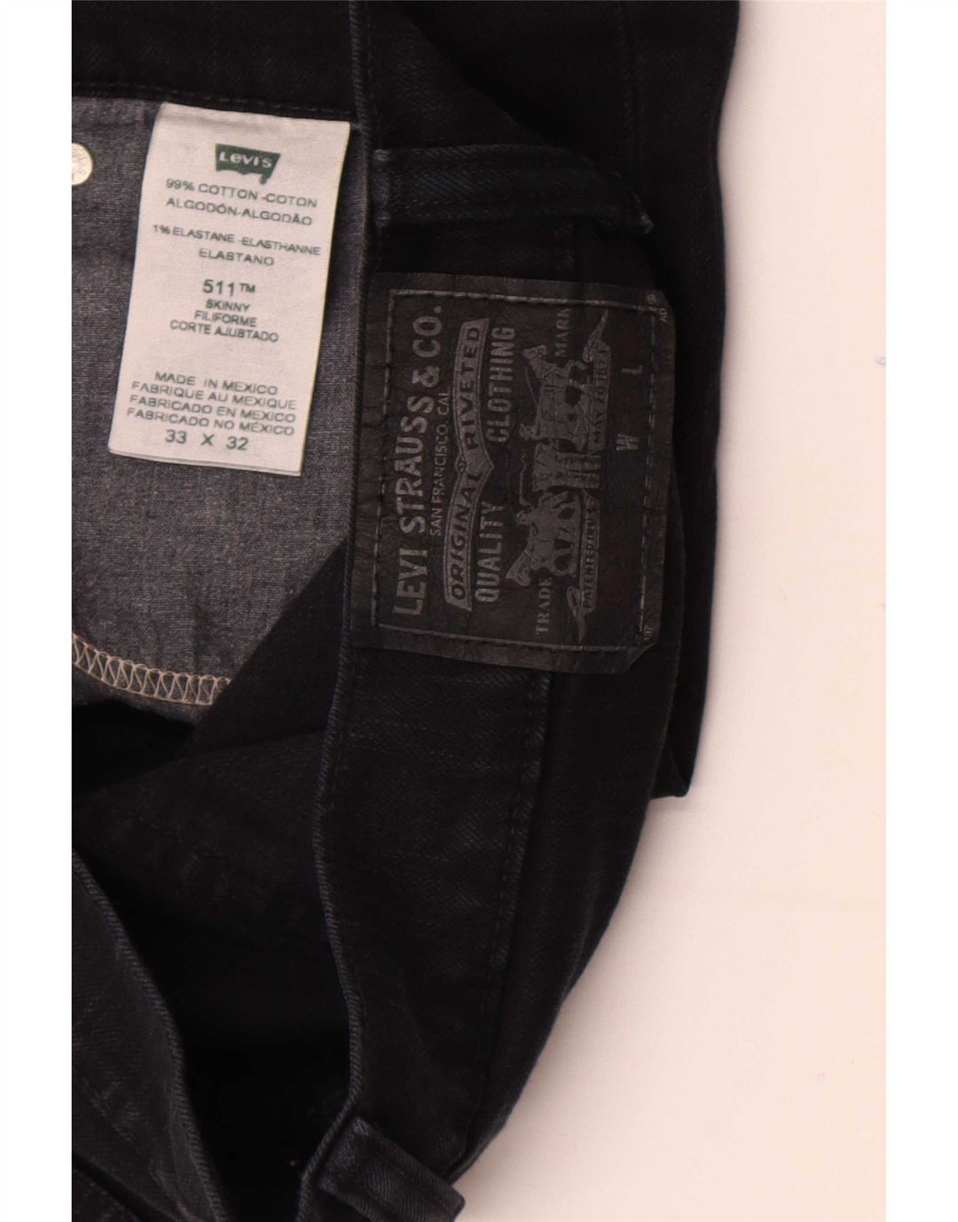 Levi's Herren 511 Skinny Jeans W33 L32 Schwarze Baumwolle