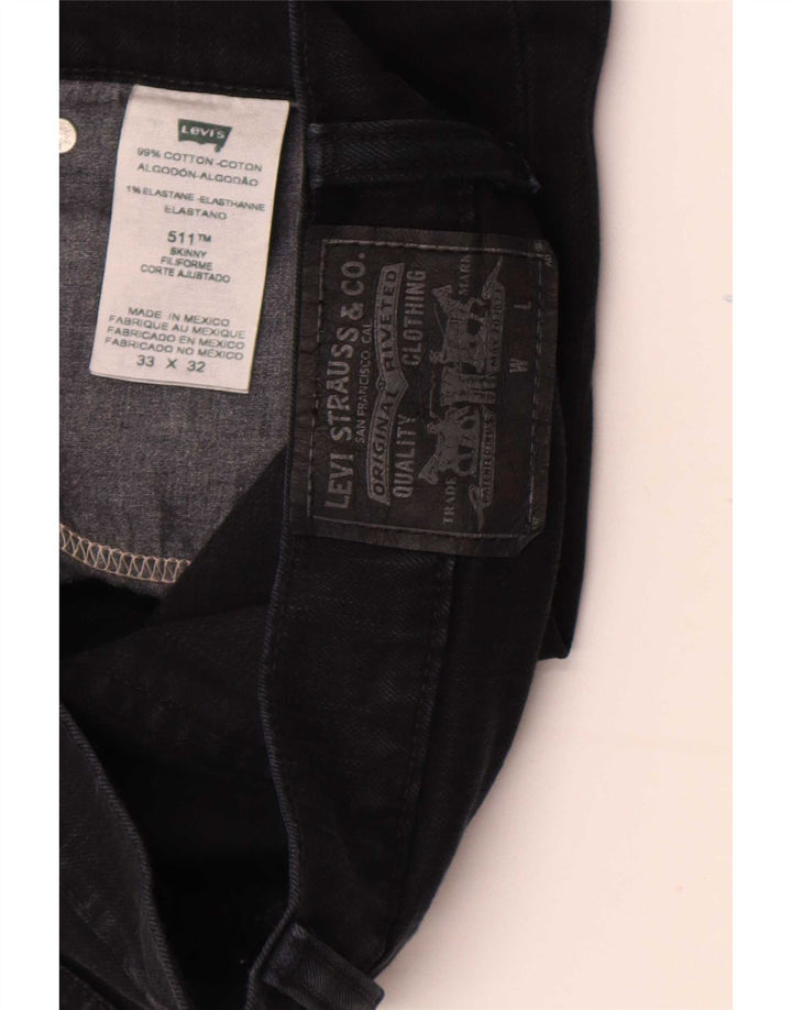 Levi's Herren 511 Skinny Jeans W33 L32 Schwarze Baumwolle