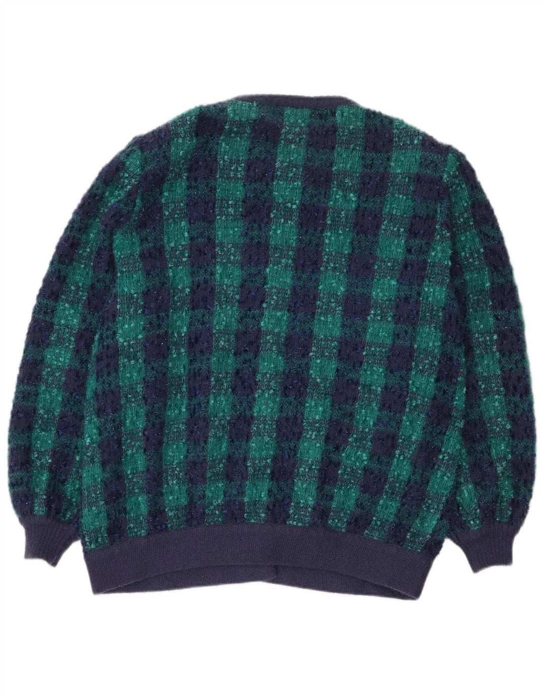 Giorgio Grati Damen-Strickjacke in Übergröße, Größe 48, XL, Marineblau kariert