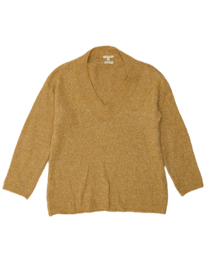 Massimo Dutti Damen-Pullover mit V-Ausschnitt, Gr. 10, klein, gelb meliert