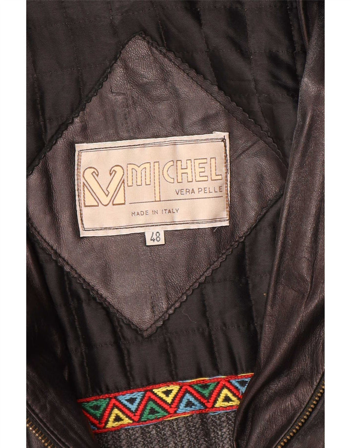 Michel Herren Ledermantel IT 48 Medium Schwarz