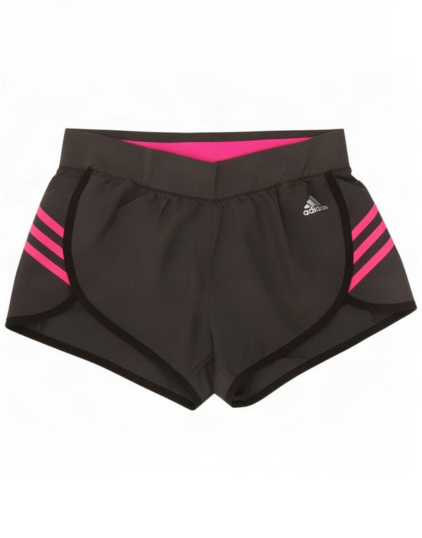 Adidas Damen Climalite Sport Shorts UK 4/6 XS grau gestreift Polyester
