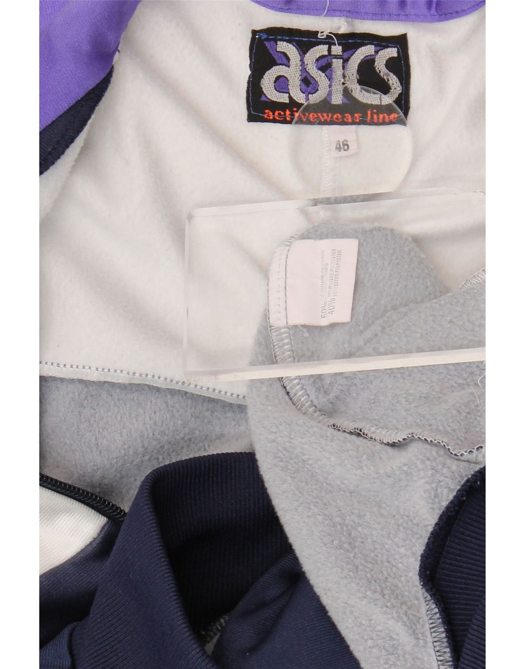 Asics Herren-Trainingsanzugoberteil mit Grafik, IT 46, Größe S, Marineblau, Farbblock