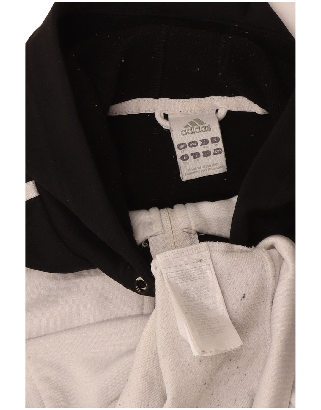 Adidas Damen Zip Hoodie Pullover UK 12 Mittelschwarzes Colourblock-Polyester