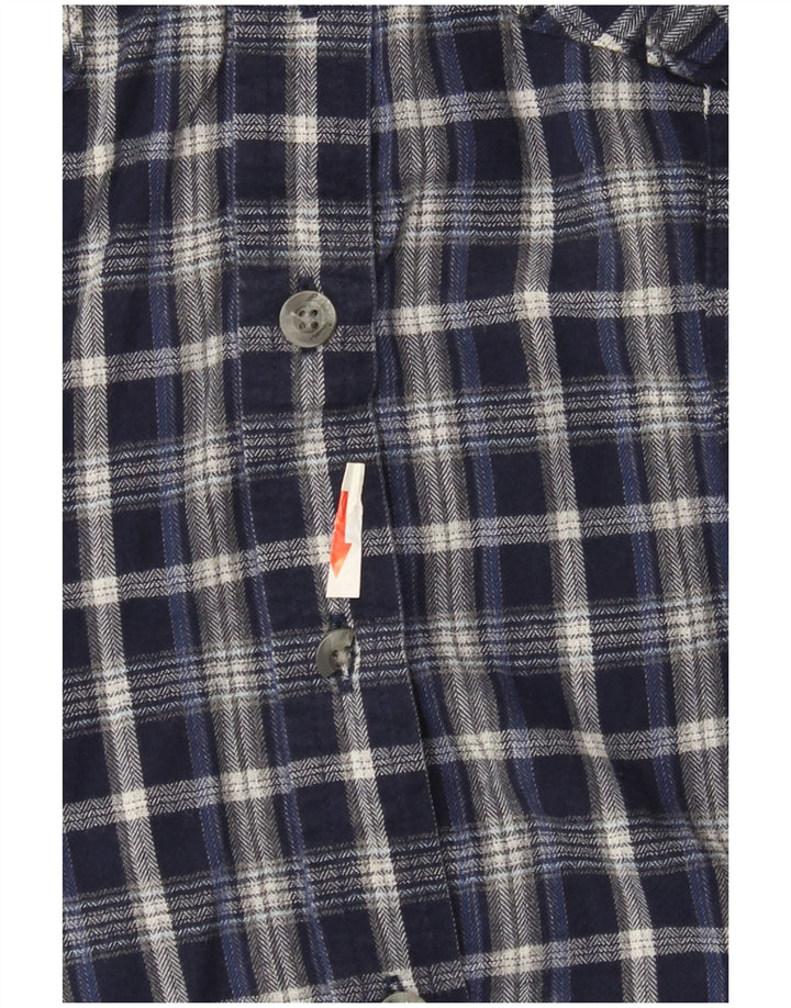 Eddie Bauer Damen Flanellhemd UK 14 Medium Navy Blue Check Baumwolle
