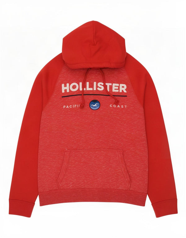 Hollister Herren-Kapuzenpullover mit Grafik, mittelrot gefleckte Baumwolle