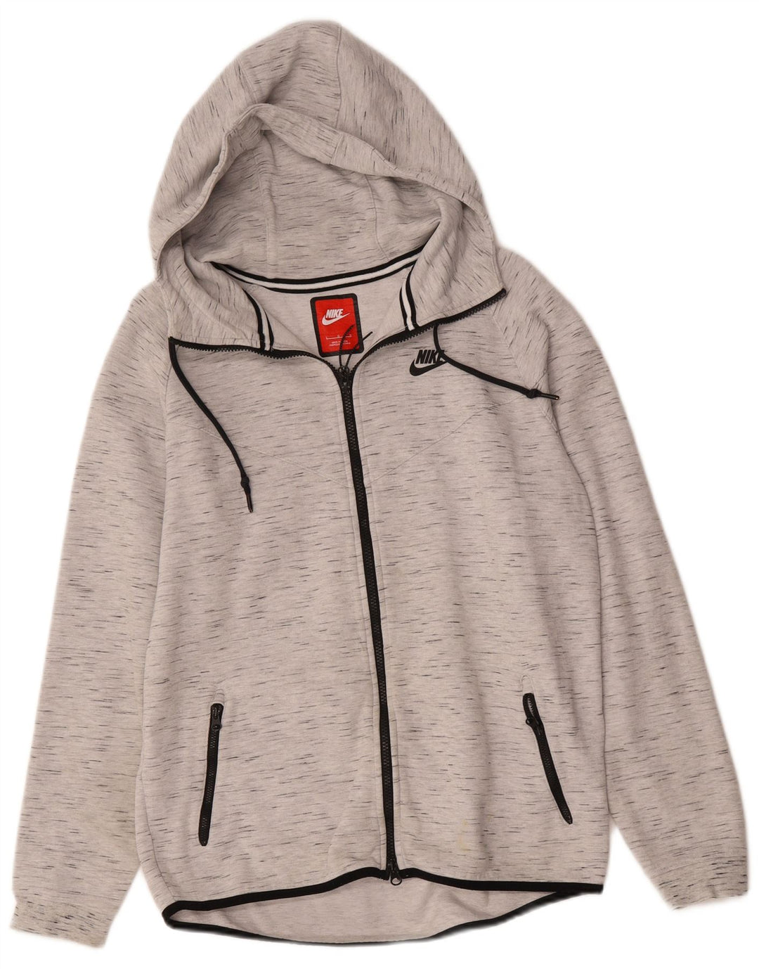 Nike Herren-Kapuzenpullover mit Reißverschluss, groß, grau gefleckte Baumwolle