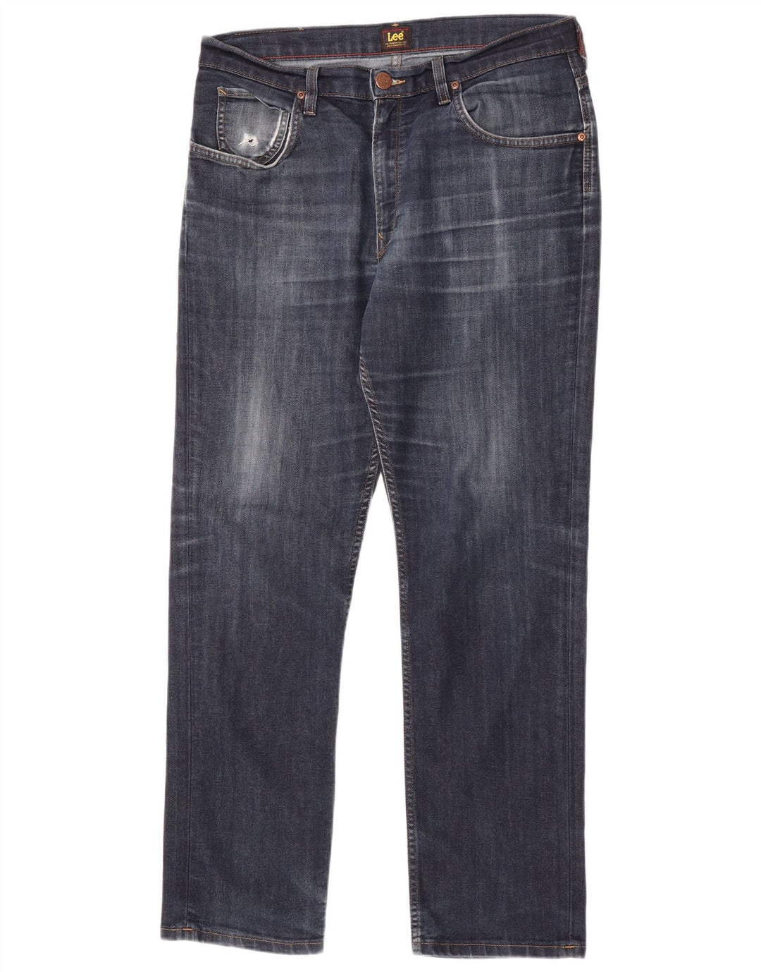 Lee Herren Brooklyn Straight Jeans W34 L30 Marineblaue Baumwolle