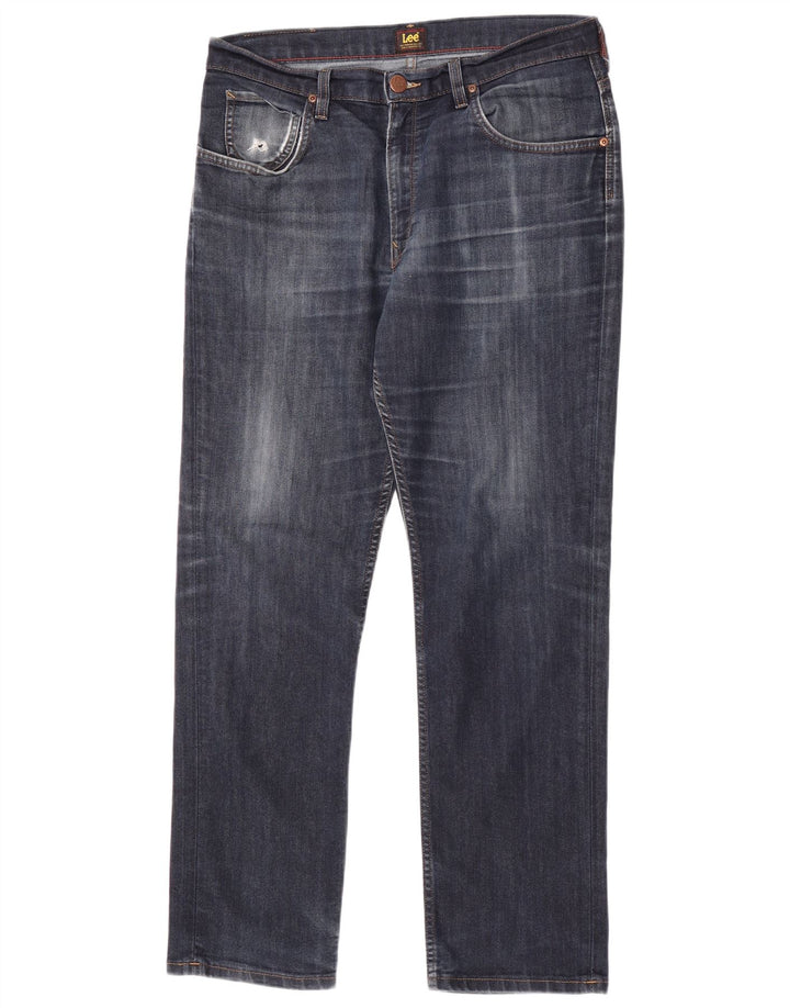 Lee Herren Brooklyn Straight Jeans W34 L30 Marineblaue Baumwolle