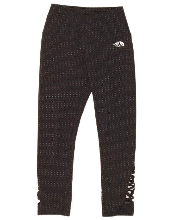 The North Face Womens Crop Leggings UK 8 Small Schwarz gepunktetes Polyester