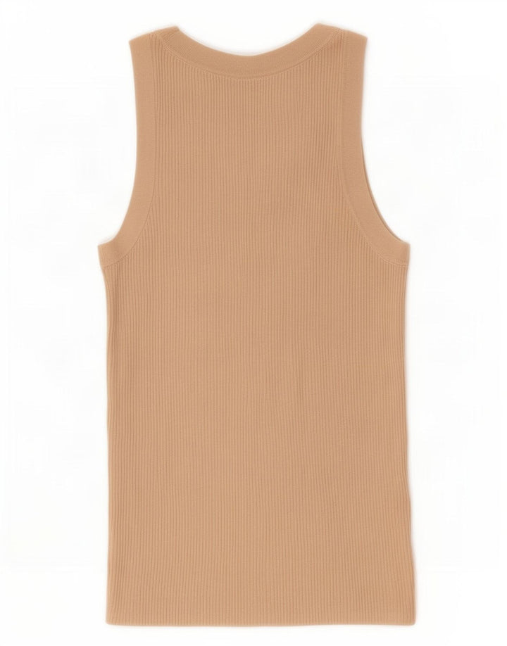 Zara Damen Weste Top UK 8 Small Beige Viskose