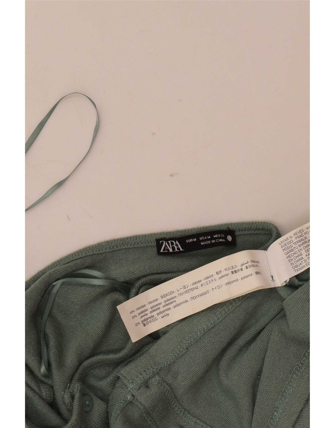Zara Damen Crop Cardigan Top UK 12 Mittelgrüne Viskose