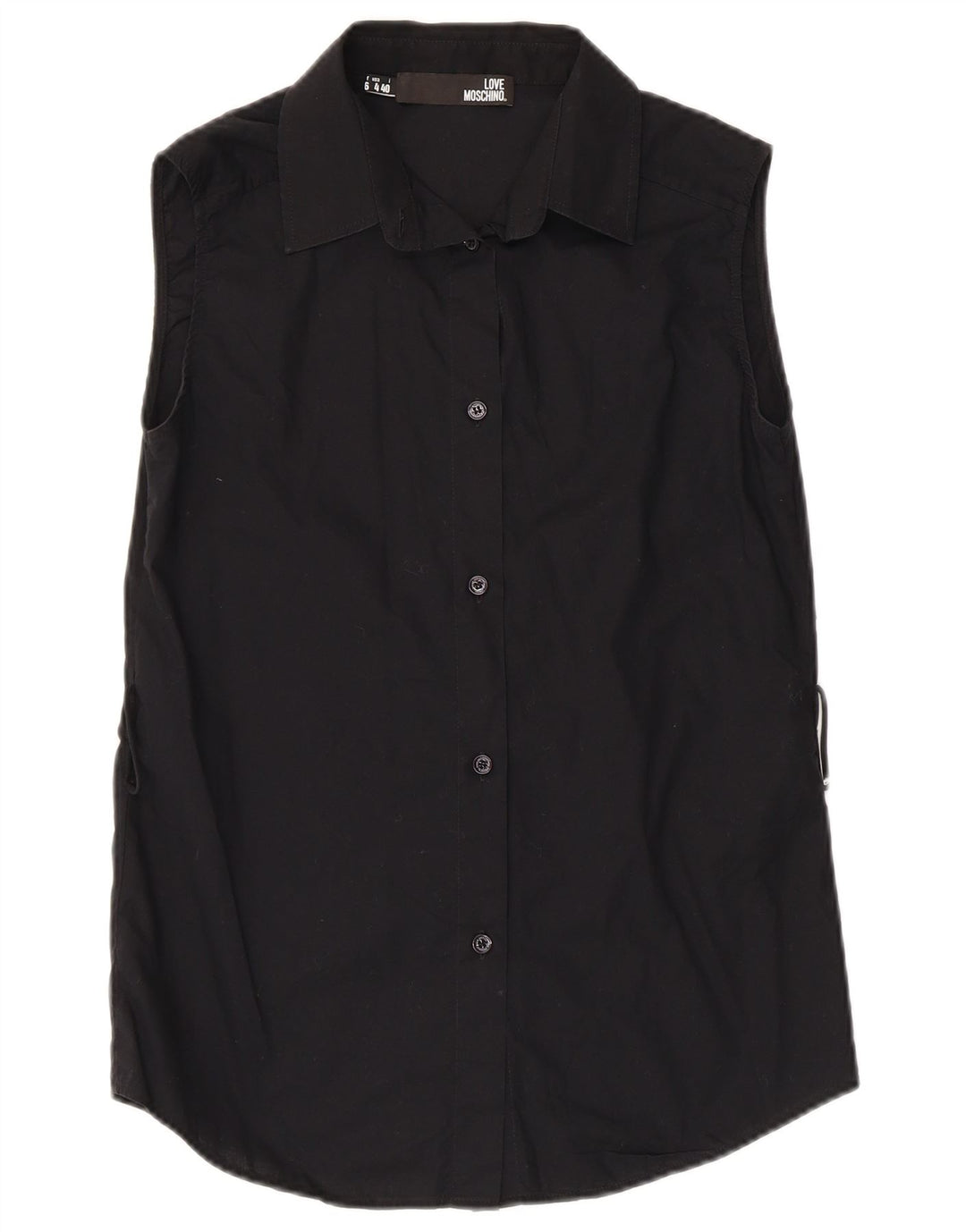 Moschino Damen Ärmelloses Hemd UK 10 Small Schwarz Baumwolle