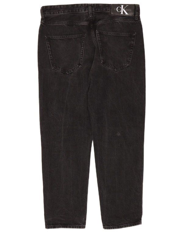 Calvin Klein Damen Tapered Jeans W31 L27 Schwarze Baumwolle