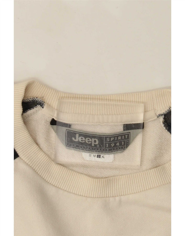Jeep Herren-Sweatshirt, Pullover, Größe L, Weiß, Fair Isle