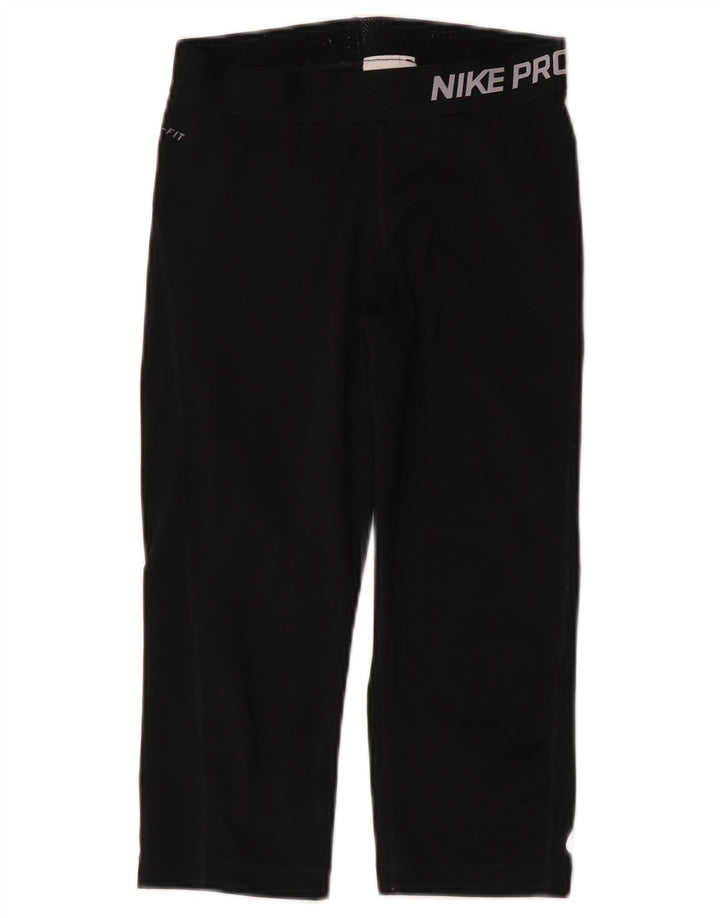 Nike Womens Dri Fit Graphic Capri Leggings UK 8 Small Schwarz Polyester