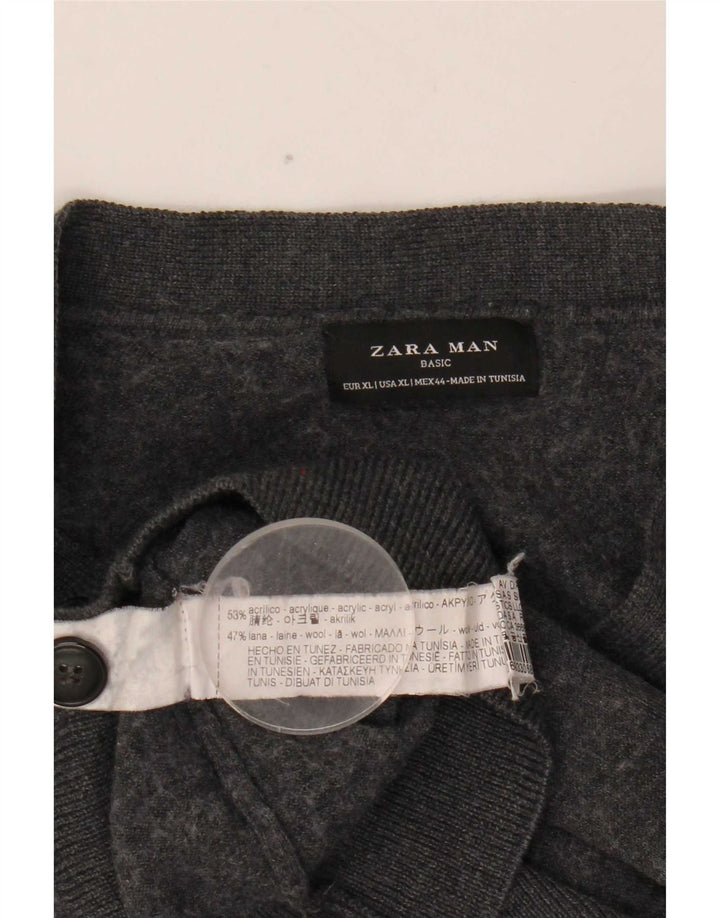Zara Herren Strickjacke XL Grau Acryl