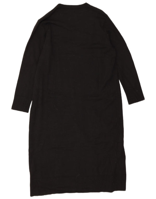 Zara Damen Langarm-Pulloverkleid UK 18 XL Schwarze Viskose