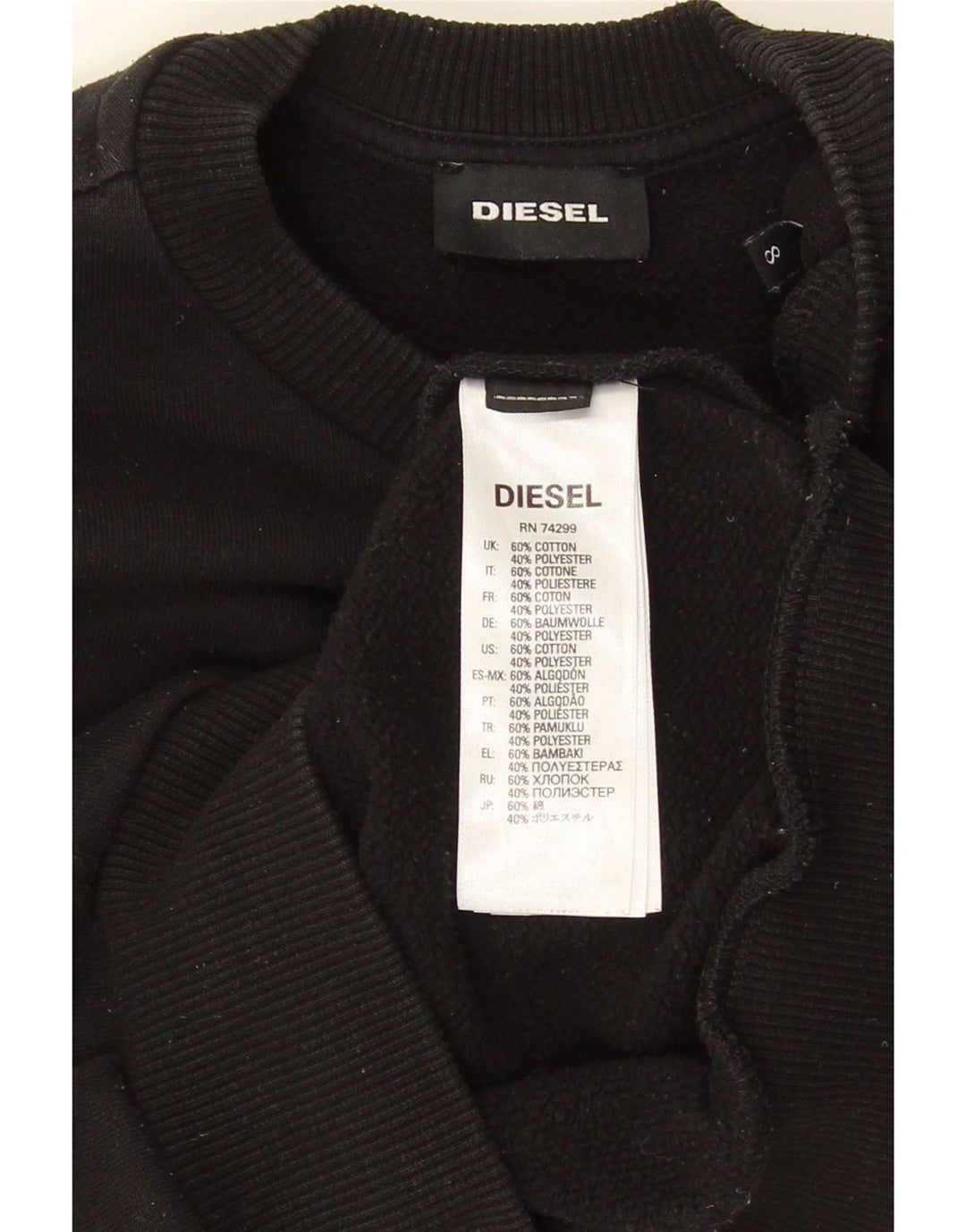 Diesel Jungen-Sweatshirt mit Grafik, 7–8 Jahre, schwarze Baumwolle