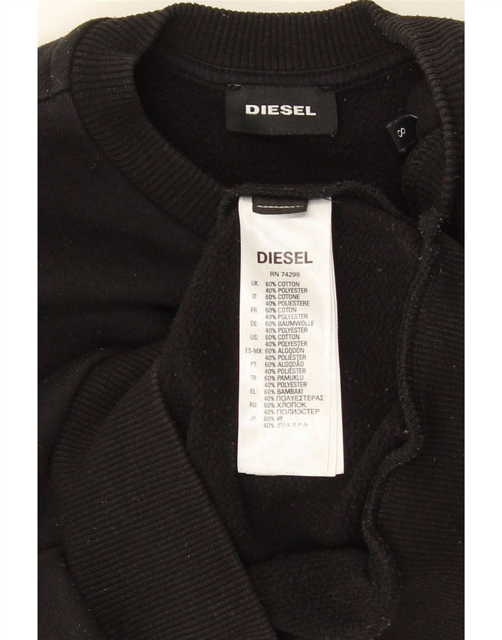 Diesel Jungen-Sweatshirt mit Grafik, 7–8 Jahre, schwarze Baumwolle