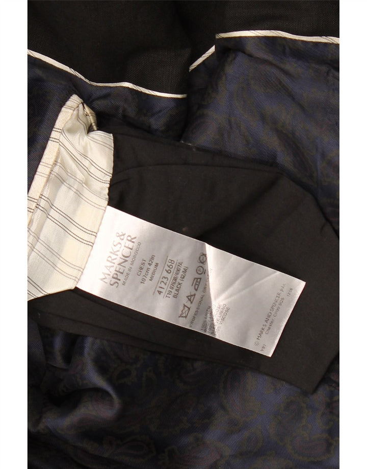 Marks & Spencer Herren-Blazer mit 2 Knöpfen, UK 38, Mittelschwarz, Leinen