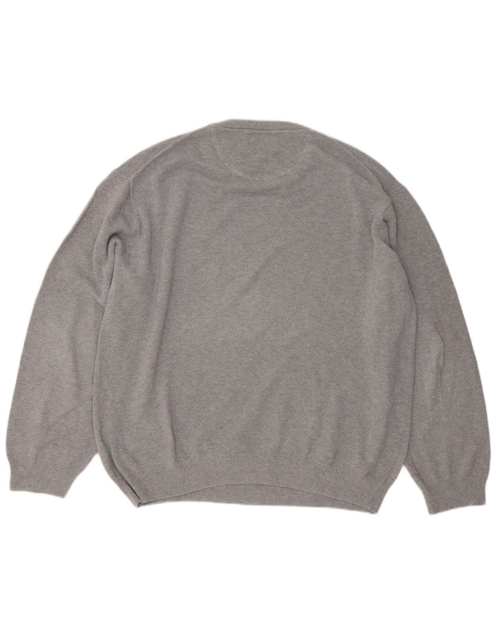 Gant Herren-Pullover mit Rundhalsausschnitt, 3XL, graue Baumwolle