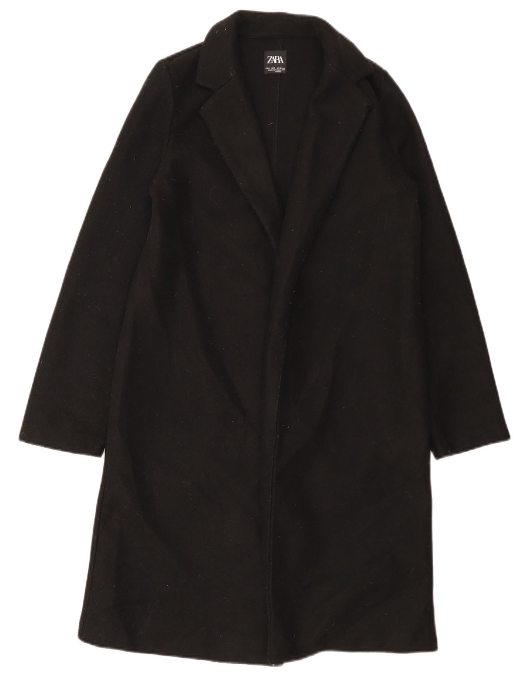 Zara Womens Open Overcoat UK 10 Small Schwarz Polyester
