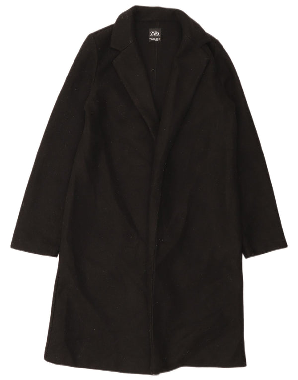 Zara Womens Open Overcoat UK 10 Small Schwarz Polyester