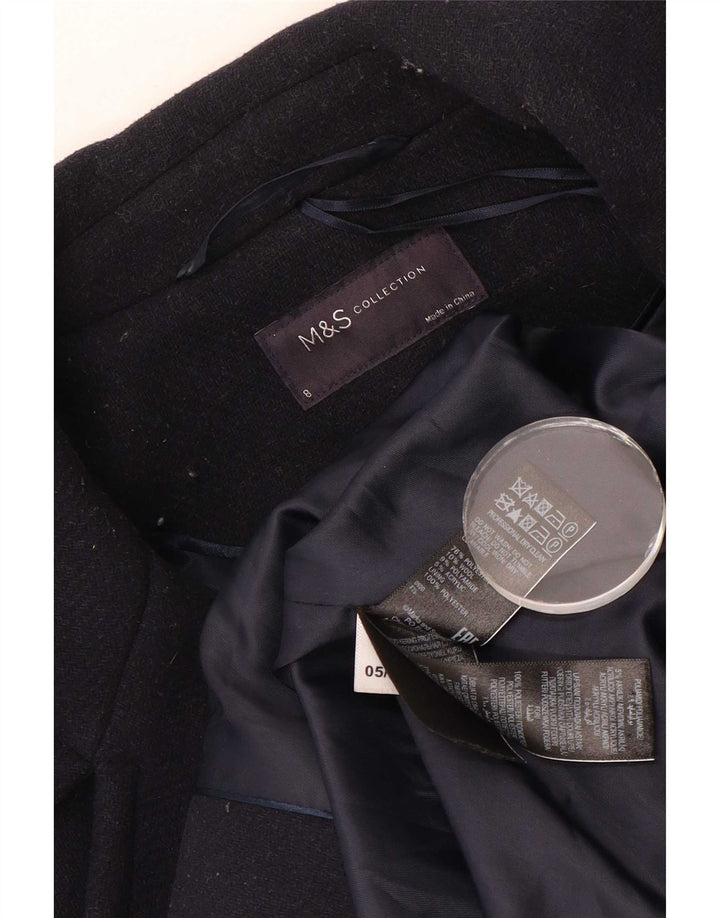Marks & Spencer Damen Übergroßer Pea Coat UK 8 Small Marineblau Polyester