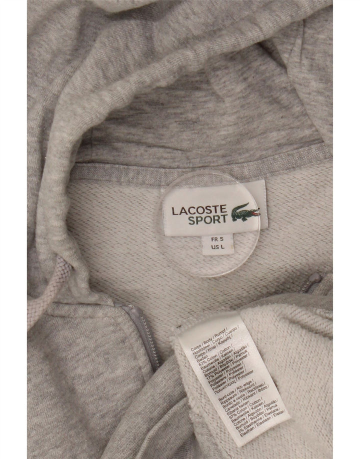 LACOSTE Herren-Kapuzenpullover mit Reißverschluss, Größe 5, große grau gefleckte Baumwolle
