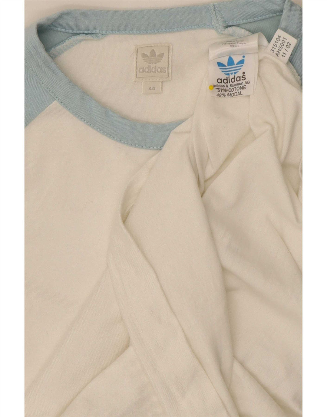 Adidas Damen Grafik-Top mit 3/4-Ärmeln, IT 44, Mittelweiß, Colourblock-Baumwolle