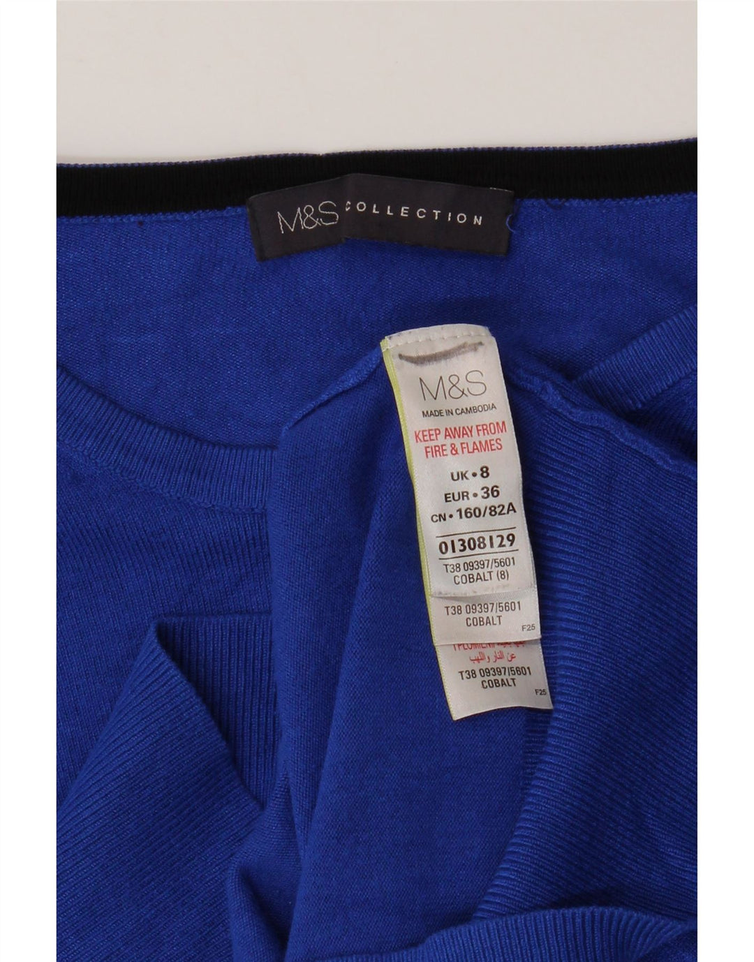 MARKS & SPENCER Damen Crop Cardigan Pullover UK 8 Small Blaue Viskose