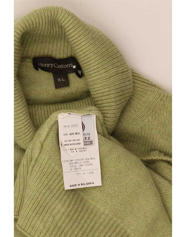 Henry Cottons Herren-Pullover mit Rollkragen, XL, grüne Schurwolle